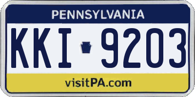 PA license plate KKI9203
