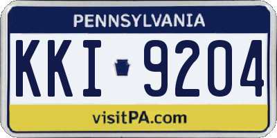 PA license plate KKI9204