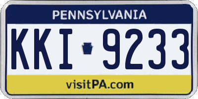 PA license plate KKI9233