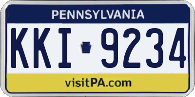 PA license plate KKI9234