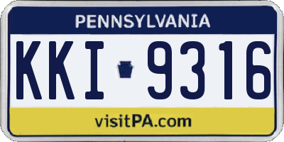 PA license plate KKI9316