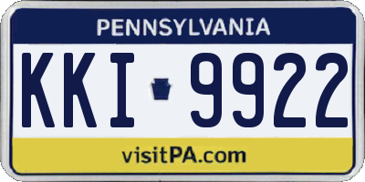 PA license plate KKI9922
