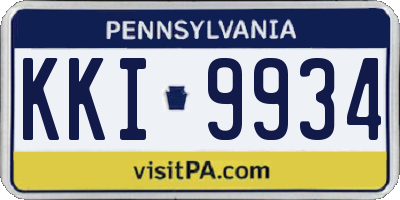 PA license plate KKI9934
