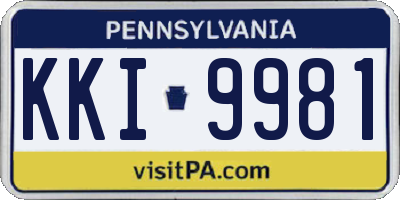 PA license plate KKI9981