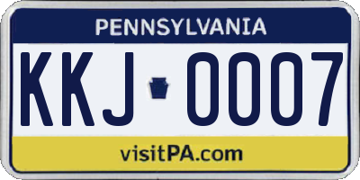 PA license plate KKJ0007