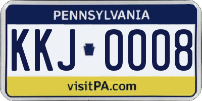 PA license plate KKJ0008