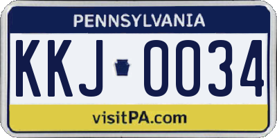 PA license plate KKJ0034