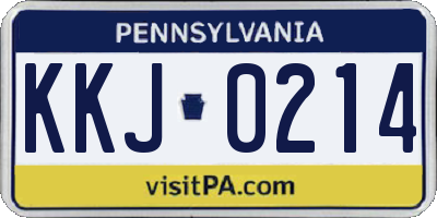 PA license plate KKJ0214
