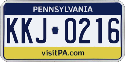 PA license plate KKJ0216