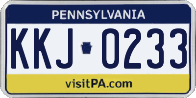 PA license plate KKJ0233