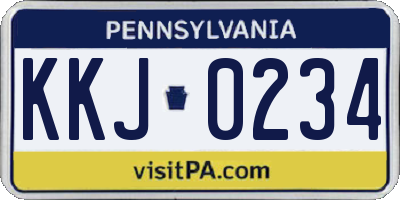 PA license plate KKJ0234