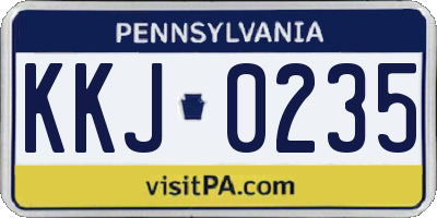 PA license plate KKJ0235