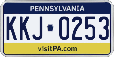 PA license plate KKJ0253