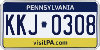 PA license plate KKJ0308