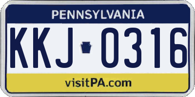 PA license plate KKJ0316