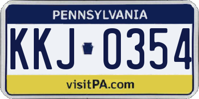 PA license plate KKJ0354