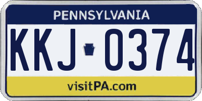 PA license plate KKJ0374