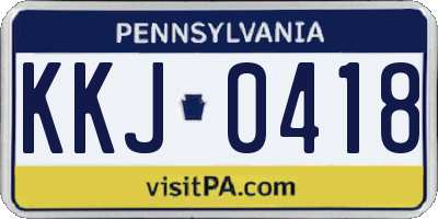 PA license plate KKJ0418