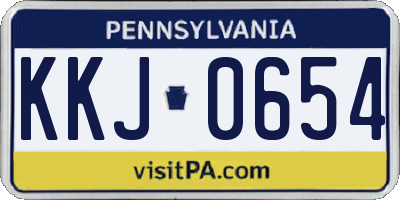 PA license plate KKJ0654
