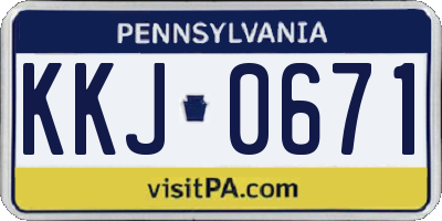 PA license plate KKJ0671