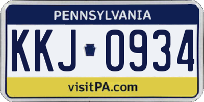PA license plate KKJ0934