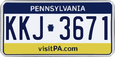 PA license plate KKJ3671