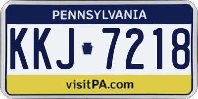 PA license plate KKJ7218