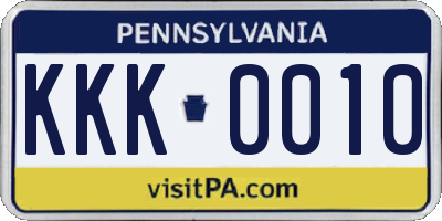PA license plate KKK0010