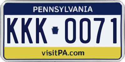 PA license plate KKK0071