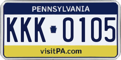 PA license plate KKK0105