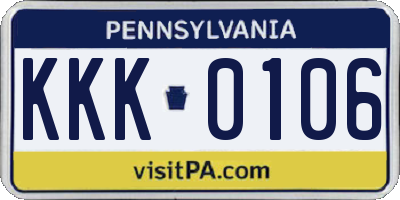 PA license plate KKK0106