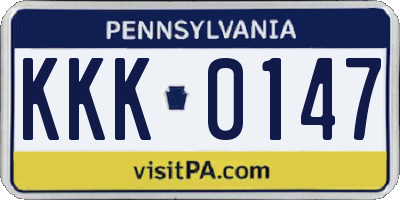 PA license plate KKK0147