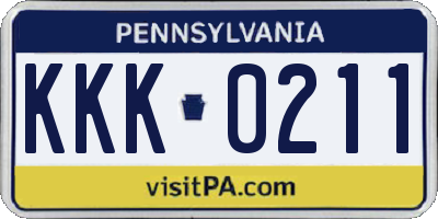 PA license plate KKK0211