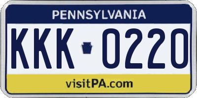 PA license plate KKK0220