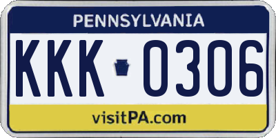 PA license plate KKK0306