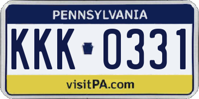 PA license plate KKK0331