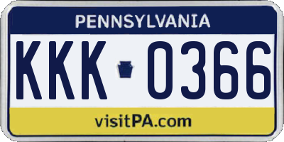 PA license plate KKK0366