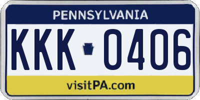 PA license plate KKK0406