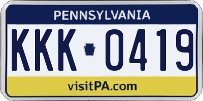 PA license plate KKK0419