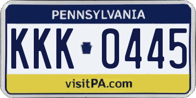 PA license plate KKK0445