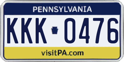 PA license plate KKK0476