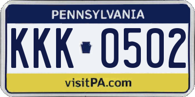 PA license plate KKK0502