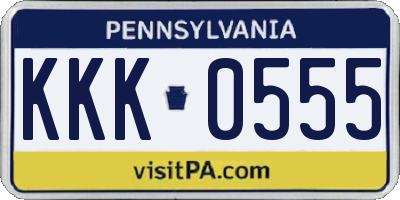 PA license plate KKK0555