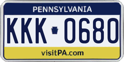 PA license plate KKK0680