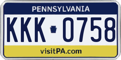 PA license plate KKK0758