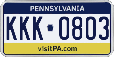 PA license plate KKK0803