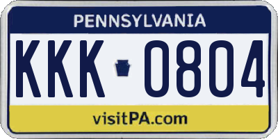 PA license plate KKK0804