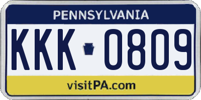 PA license plate KKK0809