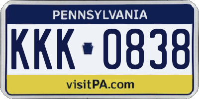 PA license plate KKK0838