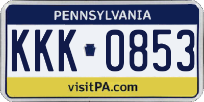 PA license plate KKK0853